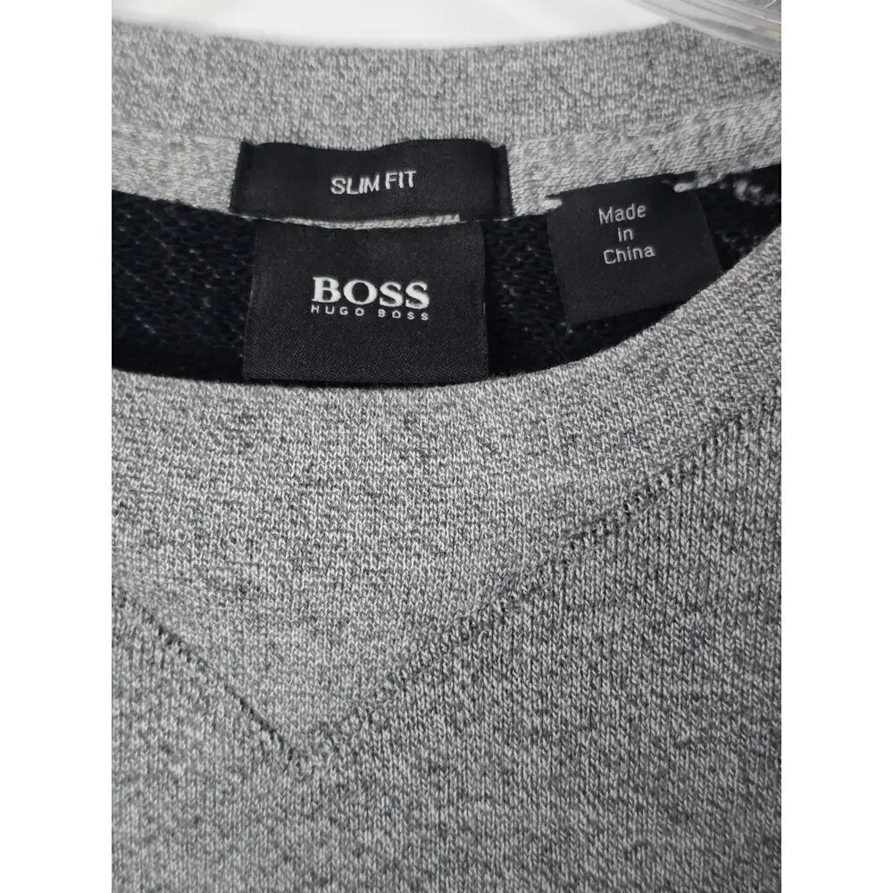 Hugo Boss Sweater Mens Adult Medium Distressed Gray Casual Preppy Casual Slim